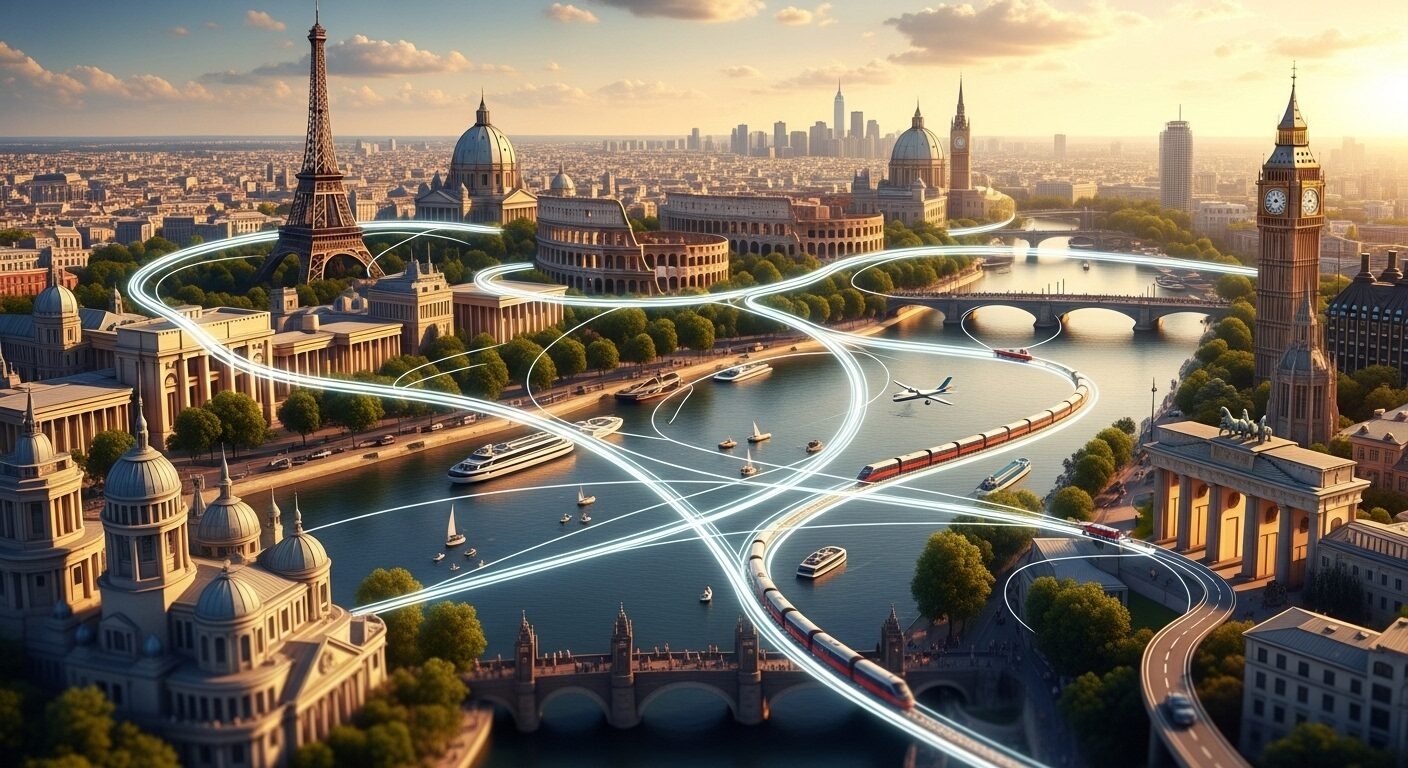 Travel routes between European cities