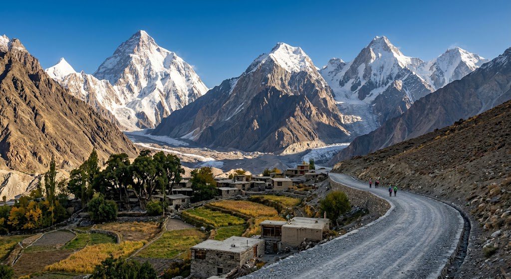 Northern Giants in Pakistan featuring majestic snow-capped mountains, breathtaking peaks, and stunning landscapes for mountain lovers.