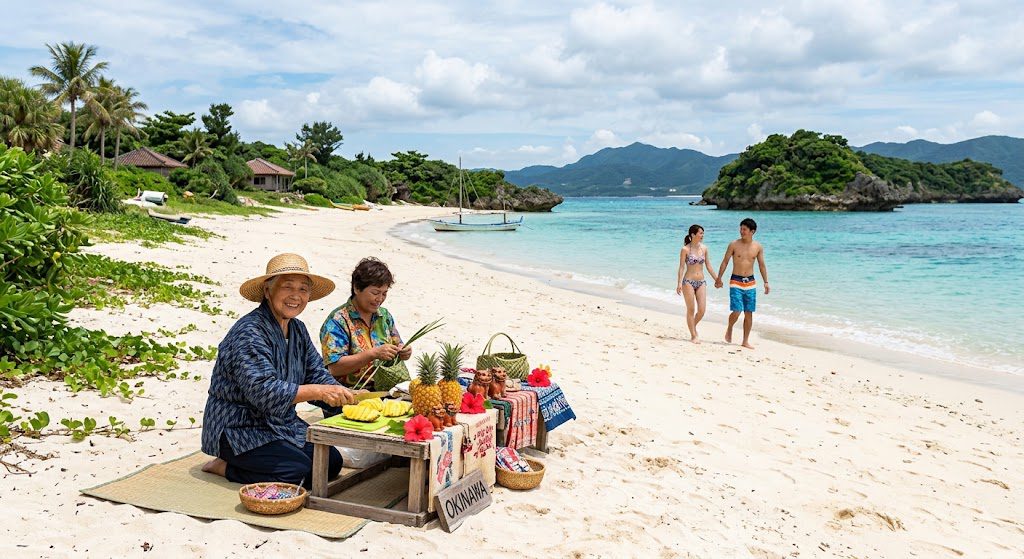 Best places to visit in Japan for families and couples, featuring Okinawa’s beautiful beaches, turquoise waters, and relaxing island life.