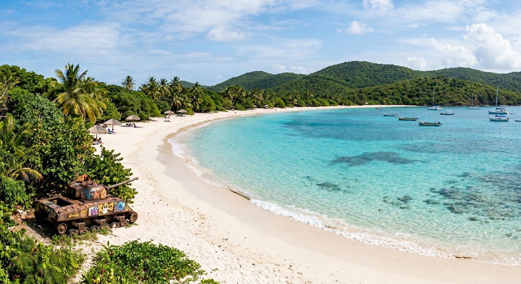 Clear turquoise water at Flamenco Beach on Culebra island