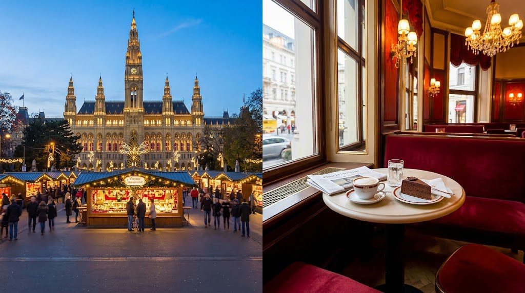 Vienna Austria winter holiday destination with festive Christmas markets