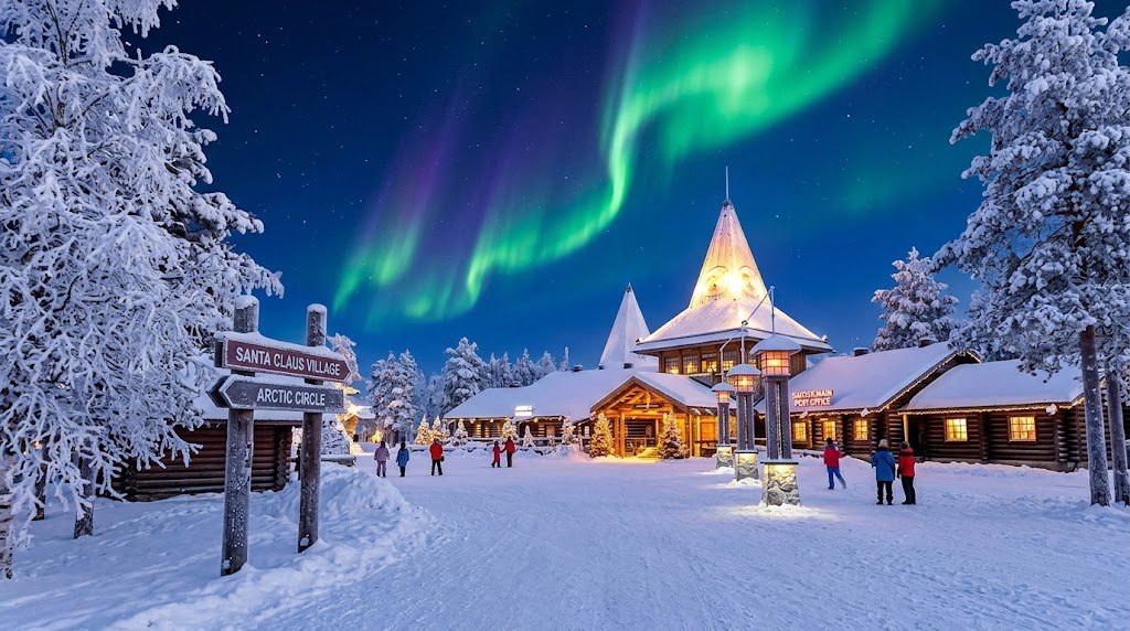 Lapland Finland winter vacation destination for families and northern lights