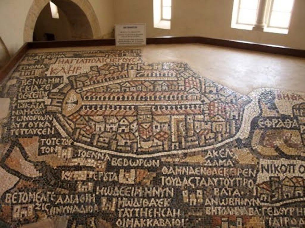 Madaba, Jordan, famous for its ancient Byzantine mosaics and rich cultural heritage.